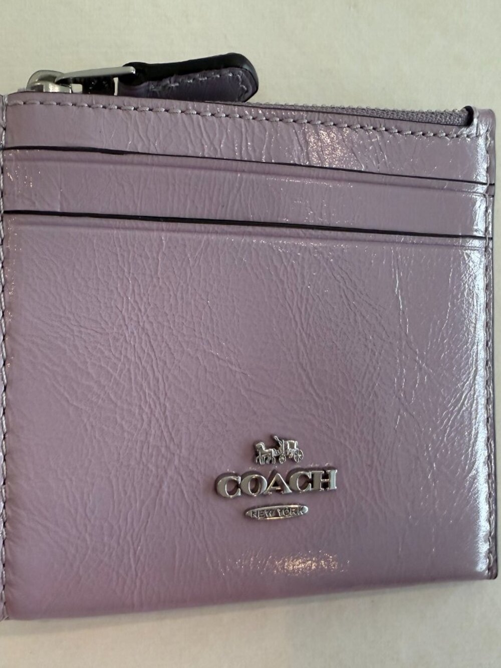 Coach Mini Skinny Id Case - CEC47 Light Amethyst (Purple) Glazed Leather